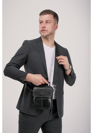 Ççs 31604 Hakiki Deri Askılı Çanta Siyah