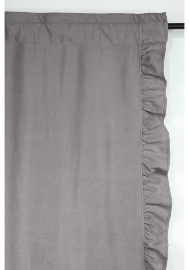 Poli Perde Çift Kanat Dikey Fırfırlı Açık Gri