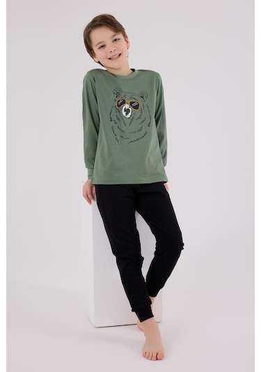 Rolypoly Erkek Çocuk Uzun Kol Pijama Takım K.yeşil-1737 Yeşil