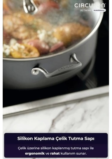 Circulon 28 Cm Kapaklı Sığ Tencere Çok Renkli