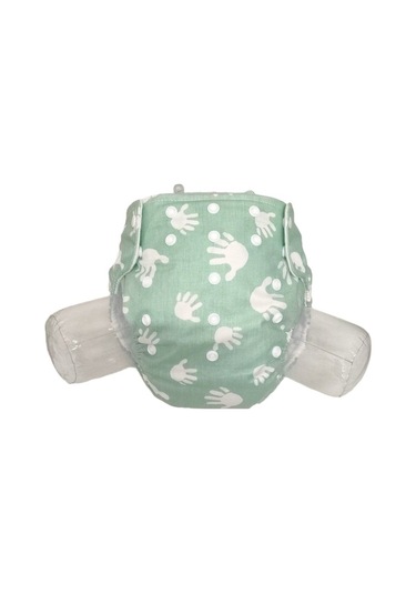 Baby Ybb Yıkanabilir Bebek Bezi Cepli Su Yeşili El Desen 3kg-12kg Standart
