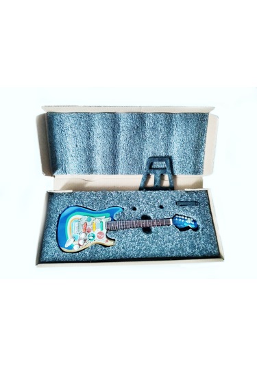 El Yapımı 1/4 Ölçek Minyatür Elektro Gitar Stratocaster Rocky Bl