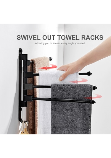 Geeksen Kancalı Döndürülebilir Havlu Askıları 3 Çubuklu Katlanabilir Kollar Banyo Havlu Askısı Duvara Monte Havlu Askısı Alüminyum Havlu Tutucu Düzenleyici Banyo Mutfak İçin Diğer