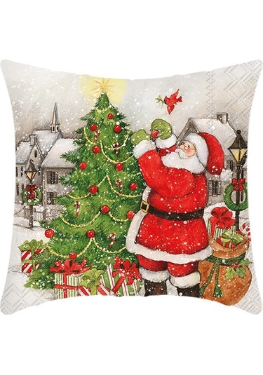 Cartoon Hand-painted Style Christmas Decorative Pillow No.32 Ekru
