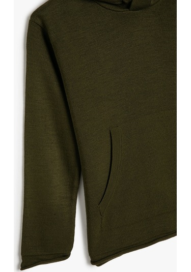 Koton Kapşonlu Kazak Uzun Kollu Kanguru Cepli Haki 4wkb90004ht 4WKB90004HT854 Haki