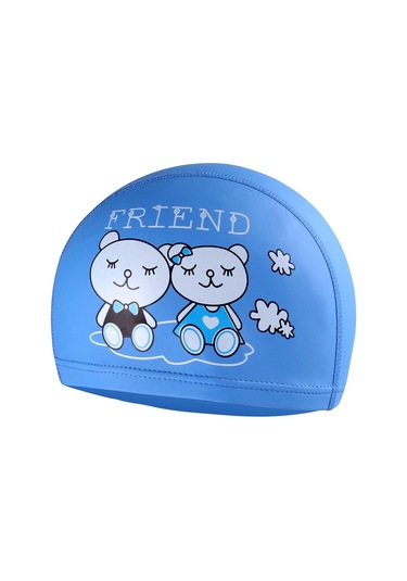 Pazly--yüzmek Çocuklar Banyo Yüzme Şapka Kız Erkek Hayvan Baskı Mavi Ayı Mavi