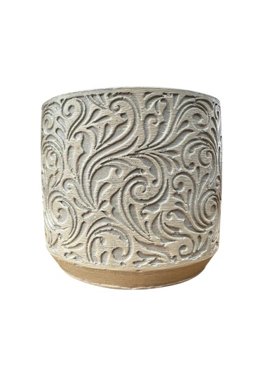 Bitki Tasarımı Ev Dekorasyon Bej Çiçek Desen Beton Saksı Çiçeklik Saksılık