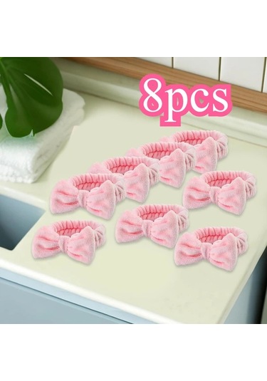 Willowhaven 8'li Pembe Kadın Yüksek Esnek Havlu Saç Bandı - Yüz Yıkama, Makyaj Ve Spor İçin Pembe