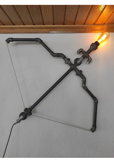 Ok Ve Yay Endüstriyel Lamba, Vintage El Yapımı Diriliş Ok Yay Duvar Apliği Dekoratif Lamba Siyah