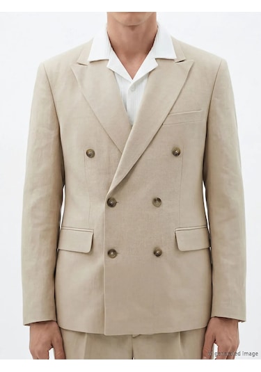 Lc Waikiki Bej Standart Kalıp Erkek Keten Blazer Ceket