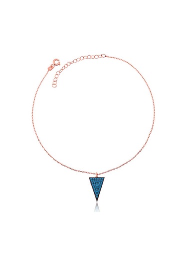 Blackcraft 925 Ayar Gümüş Rose Mavi Üçgen Halhal Bc-40c027 Renkli