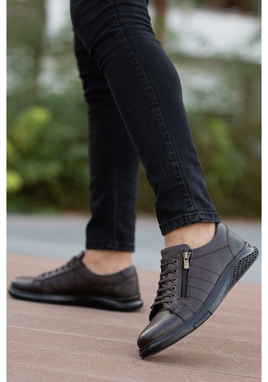 Garantili D262 Günlük Ortopedik Hakiki Deri Erkek Ayakkabı Kahverengi