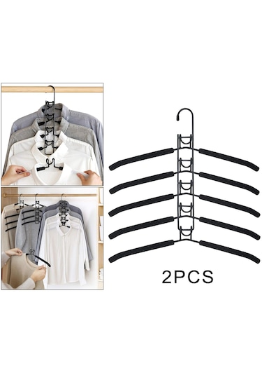 Homyl 5'i 1 Arada Çok Katmanlı Kanca Metal Elbise Askıları Siyah