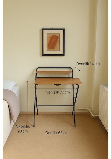 Reyo Efes Çalışma Masası Bilgisayar Laptop Masası 2 Raflı Metal D Kahve