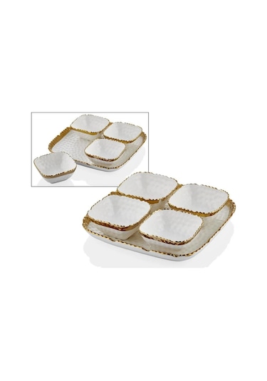 Hammered Whıte Gold 4lü Kahvaltılık Seti 25,5x25,5x6 Cm