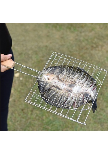 Barbekü İçin Yapışmaz Saplı Paslanmaz Çelik Izgara Filesi, Balık Ve Et İçin Izgara Filesi