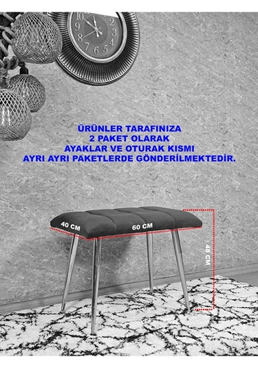 Gold Sivriltme Ayaklı 60 Cm Puf Bench - Puf - Bench - Oturak - Mu Çok Renkli