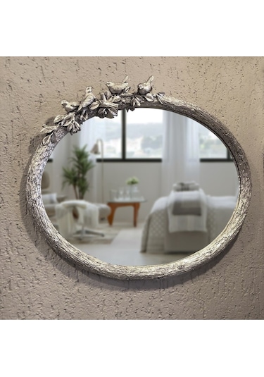 Kuş Figürlü Ayna Gümüş