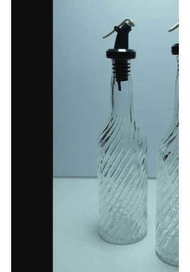 Şeffaf Cam Yağlık Sirkelik Yağdanlık Siyah Az Döken Kapaklı 400ml