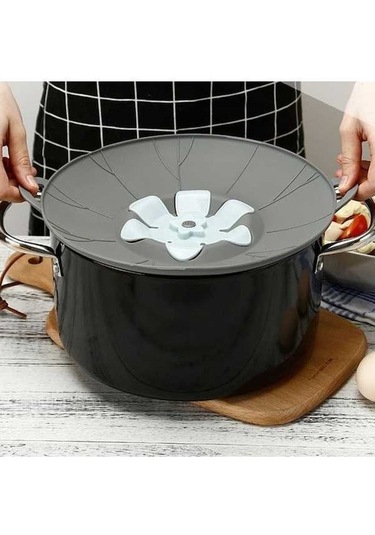 Pazly Silikon Çiçek Dökülmeye Dayanıklı Tencere Kapağı Gri 26.5x22.5cm Sanbuyos Diğer