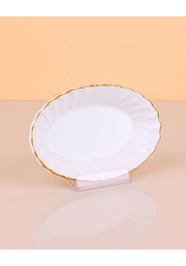 Porselen Altın Yaldızlı İstridye Çerezlik Reçellik Lokumluk Sosluk 1 Adet Beyaz