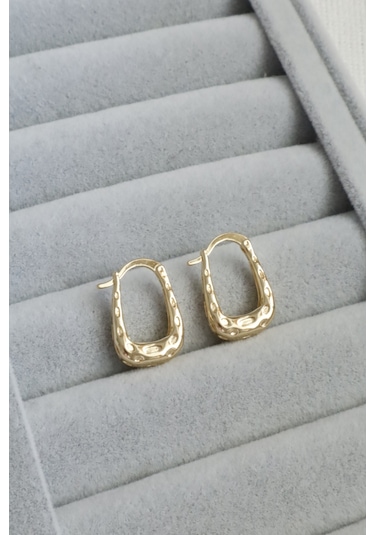 Kadın Küpe Kararmaz 14k Renk Vip Seri Krater U Model 2cm Halka Küpe Altın