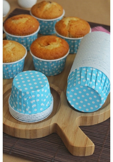 100 Adet Mavi Büyük Boy Pet Kapsül Cupcake Muffin Kek Vb. Kalıbı