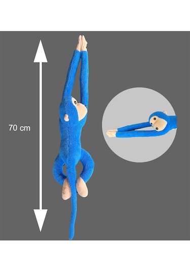 Sevimli Peluş Maymun Oyuncak , Elleri Yapışabilen 70 Cm Mavi