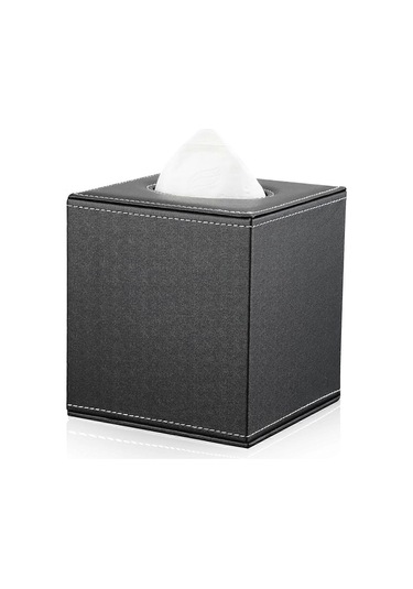 Kare Mendil Kutusu, Deri Kozmetik Mendil Kutusu, Araba, Ofis, Banyo, Yatak Odası İçin Mendil Kutusu Siyah