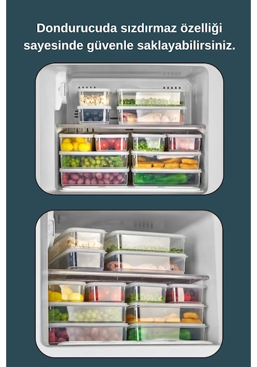 7'li Sızdırmaz Freshbox Kahvaltılık Saklama Kabı Seti / 1x3000 Ml + 6x300 Ml Şeffaf Şeffaf
