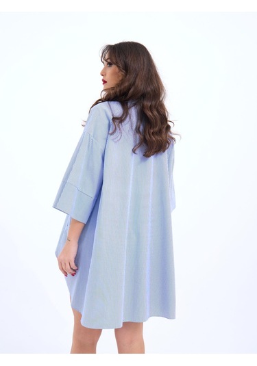 4328 Gömlek-mavi Beyaz Çizgili Altın