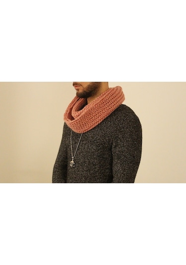Boldy Örme Boyunluk Triko Atkı Somon Unisex (528295206)