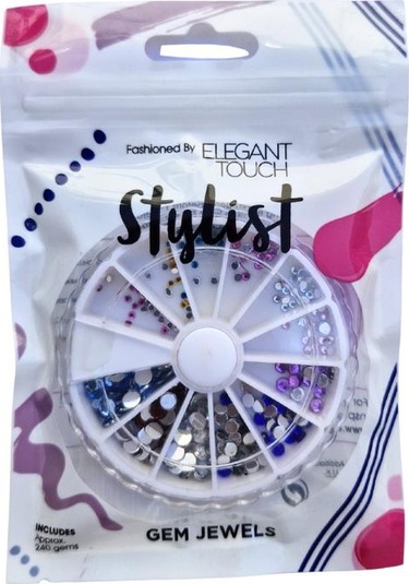 Elegant Touch Stylist Nail Art Taş Seti 12 Farklı Renk 240 Adet