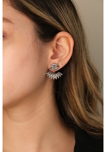 Çildan Womens Silver Özel Tasarım Küpe