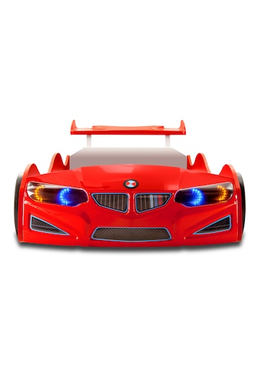 Gt2 - Arabalı Yatak - Araba Yatak, Işıklı, Kırmızı Tek Kişilik