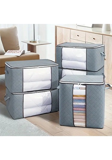 Gateesat Gri Dikey Saklama Çantası: Taşıma Kulplu, Şeffaf Pencereli, Dayanıklı Yatak Odası Düzenleyici Gri Dikey Bölüm