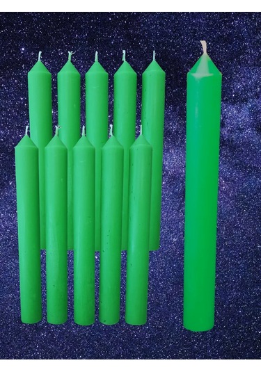 Kandlefo Yeşil Uzun Mum Seti 10 Adet 211929003 Yeşil