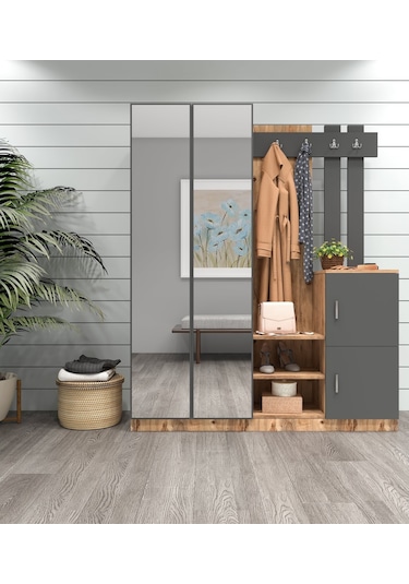 Robinhome Robin Home Benjamin Vestiyer Portmanto Ayakkabılık Çam-Gri