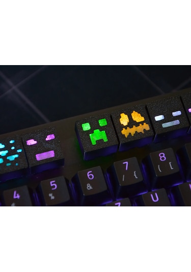 Minecraft Temalı Keycap Seti 8 Adet Mekanik Rgb Oyuncu Klavye