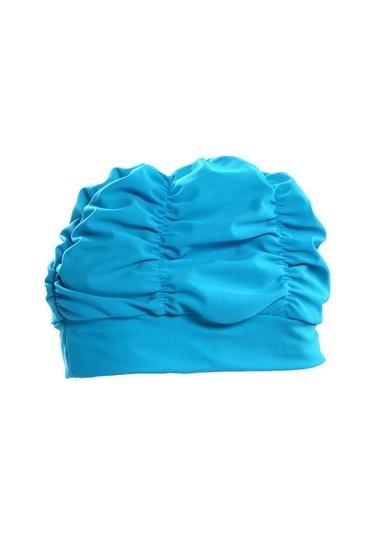 Artfulabode Yüzme Sones Pileli Mavi Kumaş Kulaklıklar Kadın Göl Bonesi Eg Mavi
