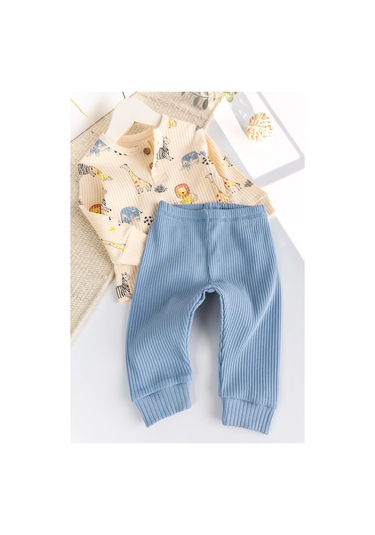 Aslan Temalı Erkek Bebek Takım mavi