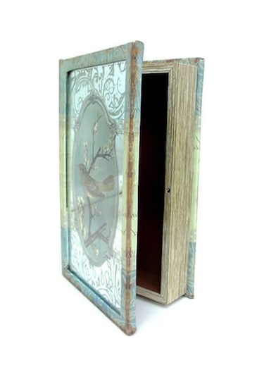 Kutu Kitap Aynalı Dalda Kuş Kitap Kutusu Dekoratif Hediyleik