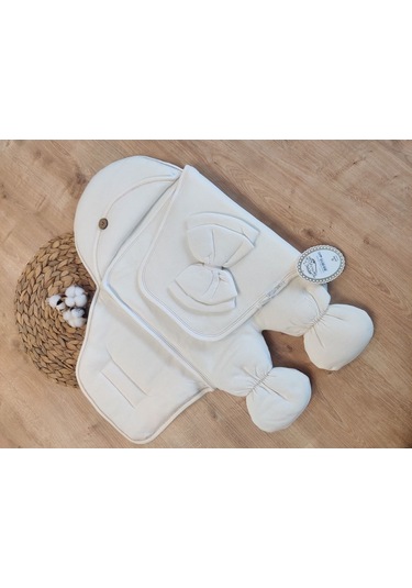 Soft Yumuşak Ayaklı Bebek Kundağı Unisex Bebek Dış Kundak Battaniyesi Hastane Çıkışı Uyku Tulumu Ekru