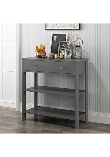 Dekorosso Luke Modern Dekoratif 2 Çekmeceli 2 Raflı Dresuar Antrasit