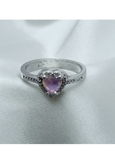 Yeni Sezon Paslanmaz Çelik Gümüş Kaplama Damla Model Mor Taş'lı Yüzük Gold