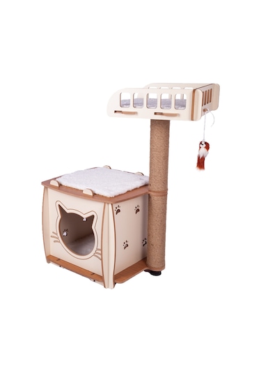 Patihomes Kedi Evi Ve Kedi Tırmalama Evi Yataklı