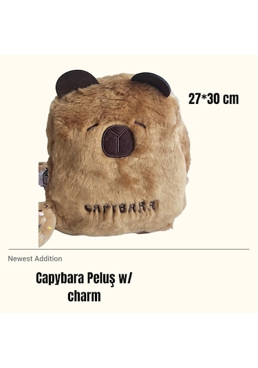 Capybara Peluş Sırt Çantası W/ Charm Kahverengi