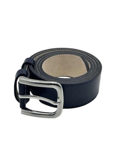 Hakiki Deri Çift Katlı Erkek Kemer Şık Ve Dayanıklı Lacivert Siyah
