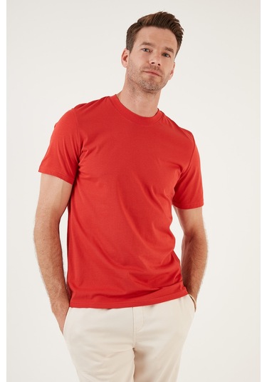 Buratti Pamuklu Regular Fit Bisiklet Yaka Basic Erkek T Shirt 59020201 Kırmızı