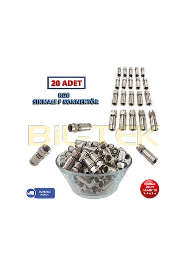 Rg6 Sıkmalı F Konnektör - 20 Adet